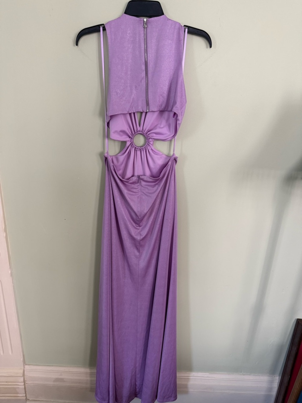 Aqua Lavender Evening Gown with Front Ring Accent - Picture 6 of 7